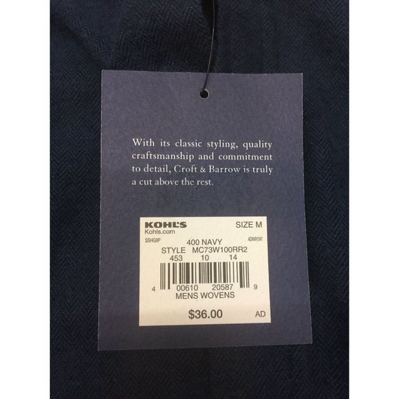 Men Croft & Barrow Blue Long Sleeve Button Down Cotton Top Shirt Size M Medium - Picture 13 of 15